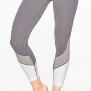 ATHLETA Grey/White Calf-length Leggings w/Mesh
